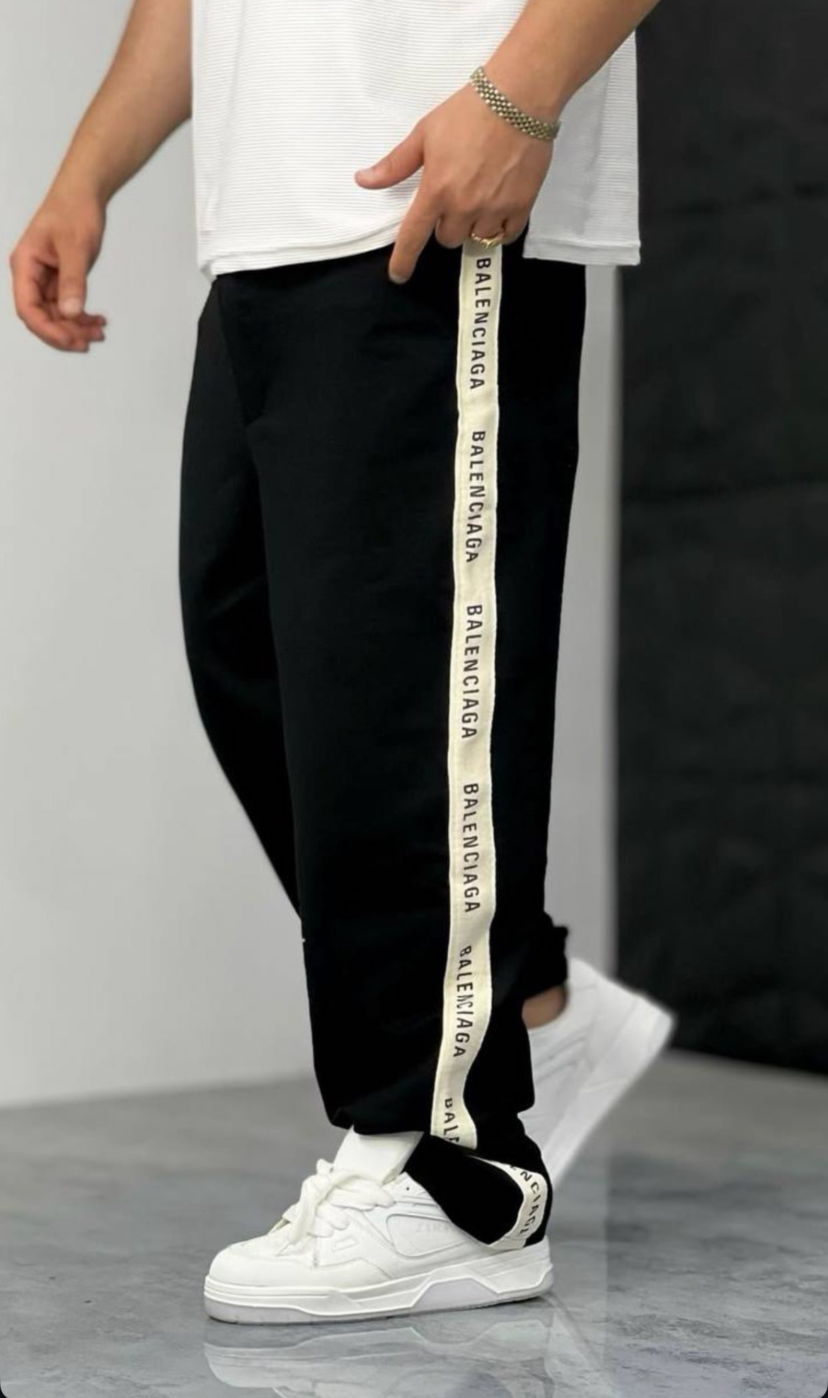 شلوار اسلش مردانه مدل خط دار نیم بگ جنس گلکسی گرم بالا اورجینال